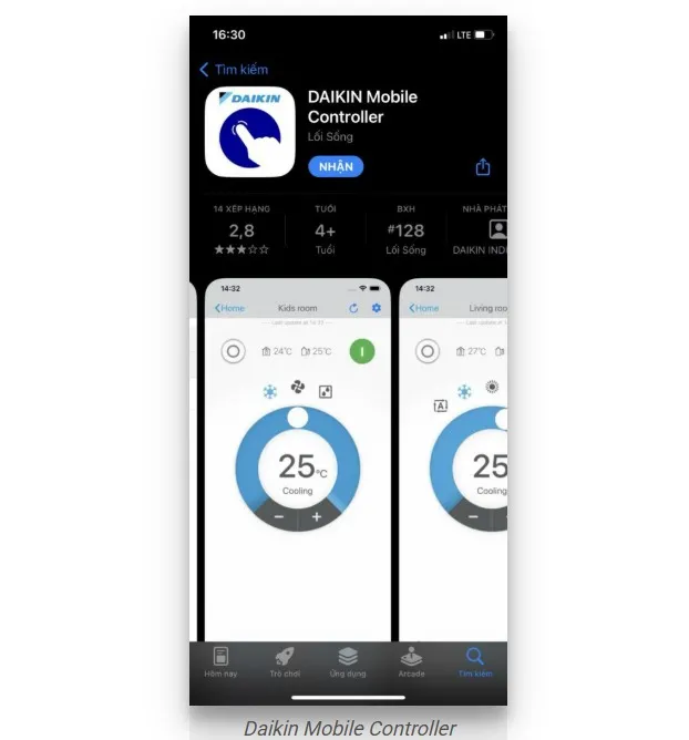 App điều hòa đaikin trên điện thoại